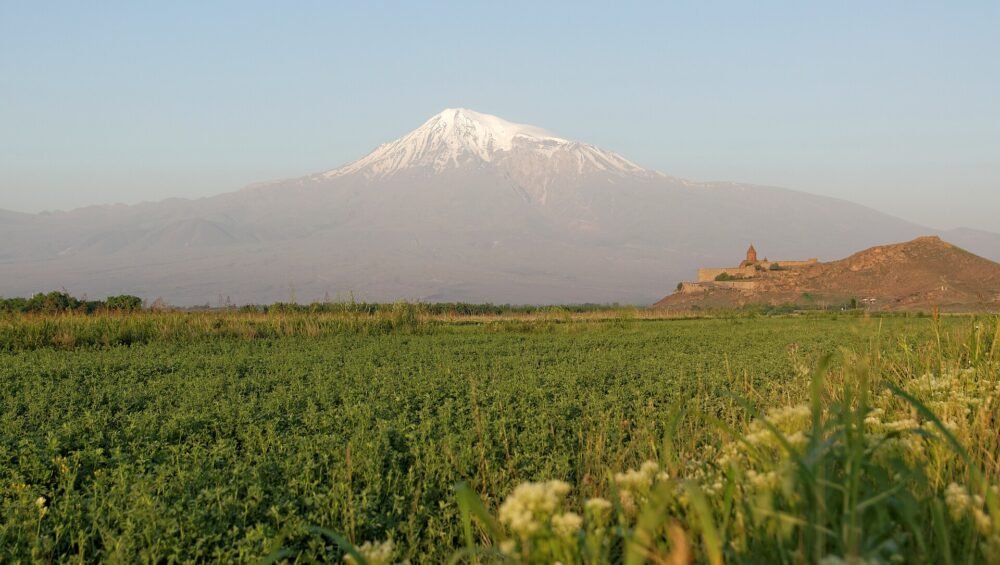 Khor Virap Monastery with Mount Ararat behind it