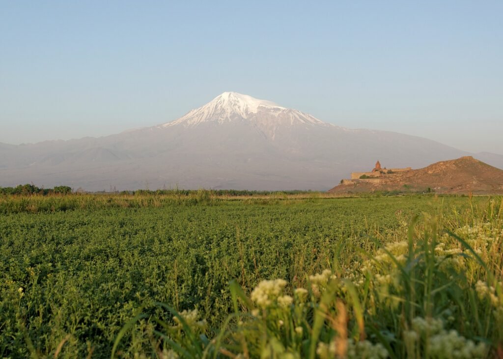 Khor Virap Monastery with Mount Ararat behind it
