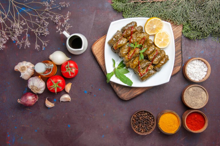 Dolma, vine leaves stuffed with meat and rice, a classic dish in Armenia