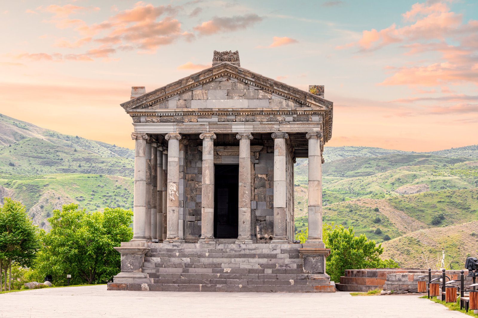 The Greco-Roman colonnade of Garni Temple in Kotayk, Armenia