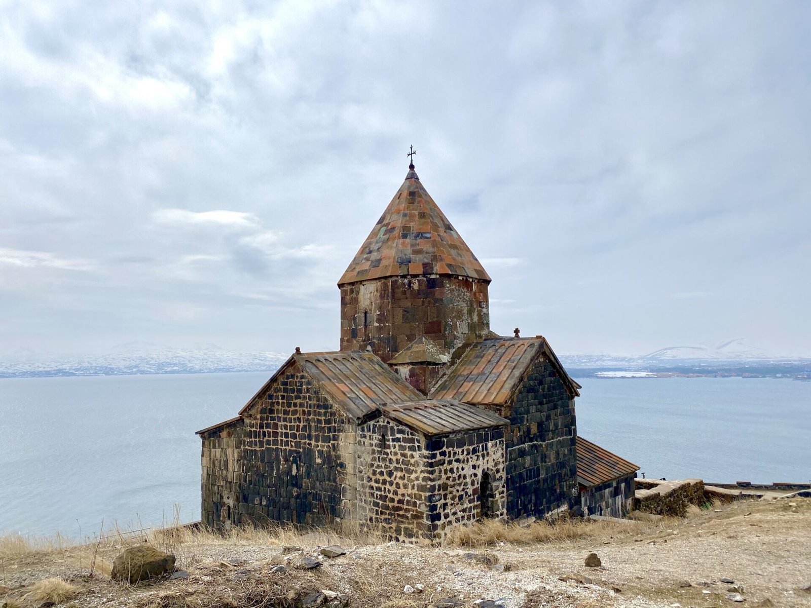 Sevanavank monastery complex overlooking Lake Sevan in Armenia