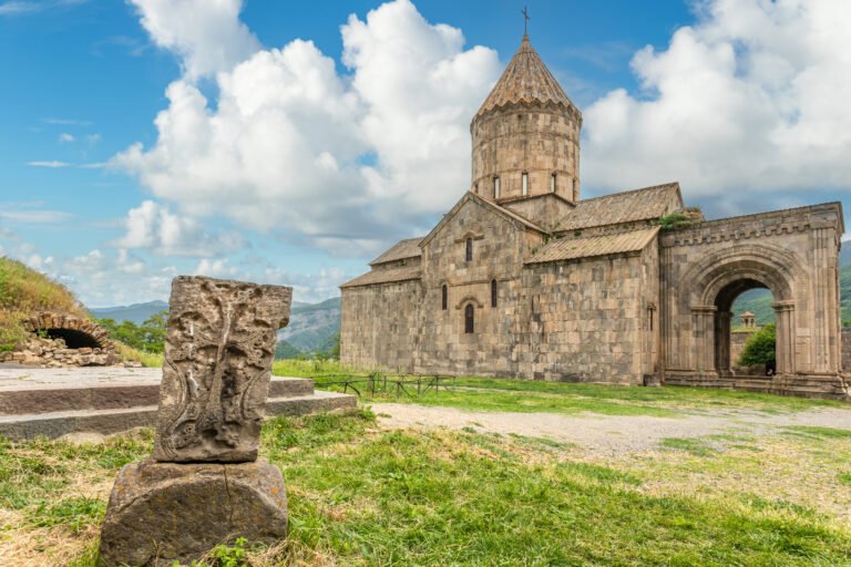 Church of Saints Paul and Peter with an old cross-stone at Tatev Monastery, Armenia