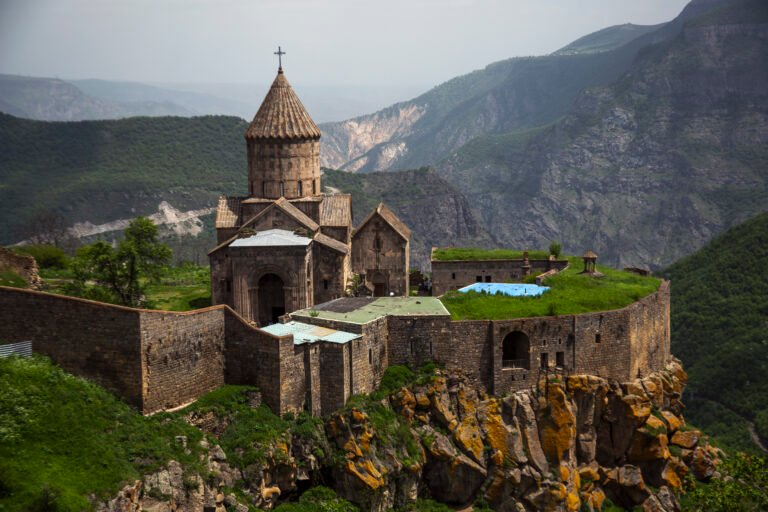 Tatev Monastery on its cliff-edge plateau in the mountains of southern Armenia