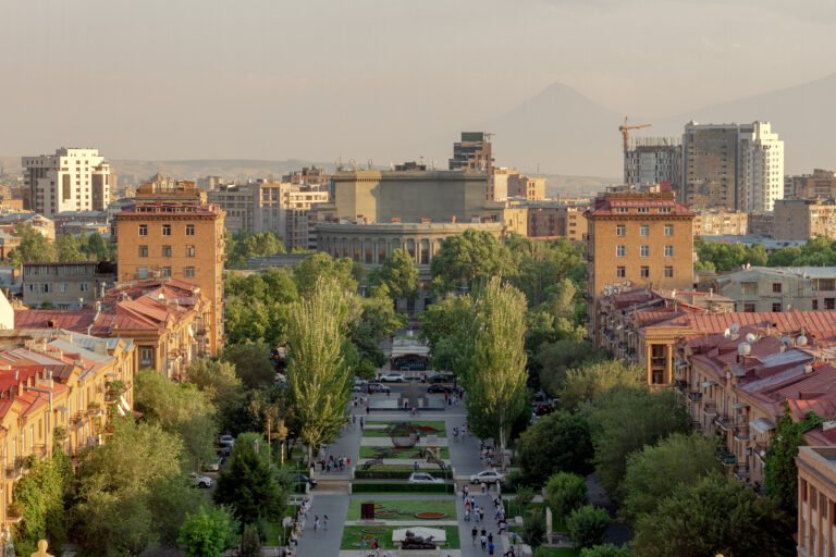 View of the Opera House and the Cascade complex in Yerevan, Armenia