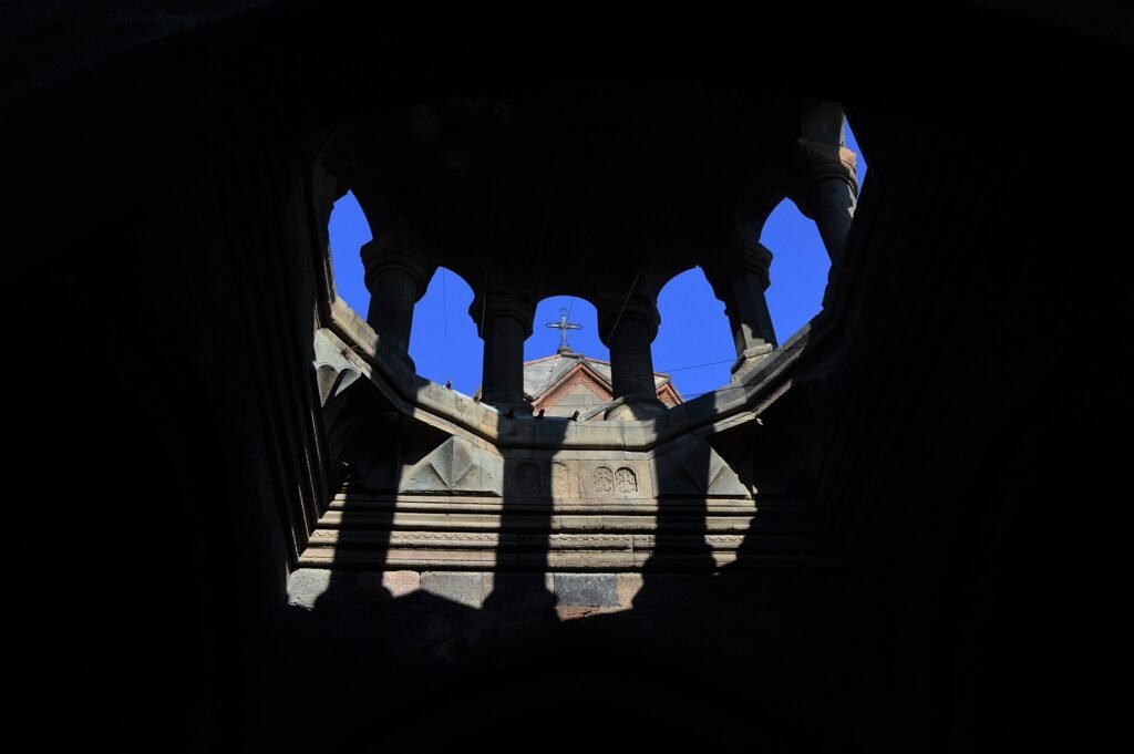 Hovhannavank monastery above the Kasagh gorge in Ohanavan, Armenia