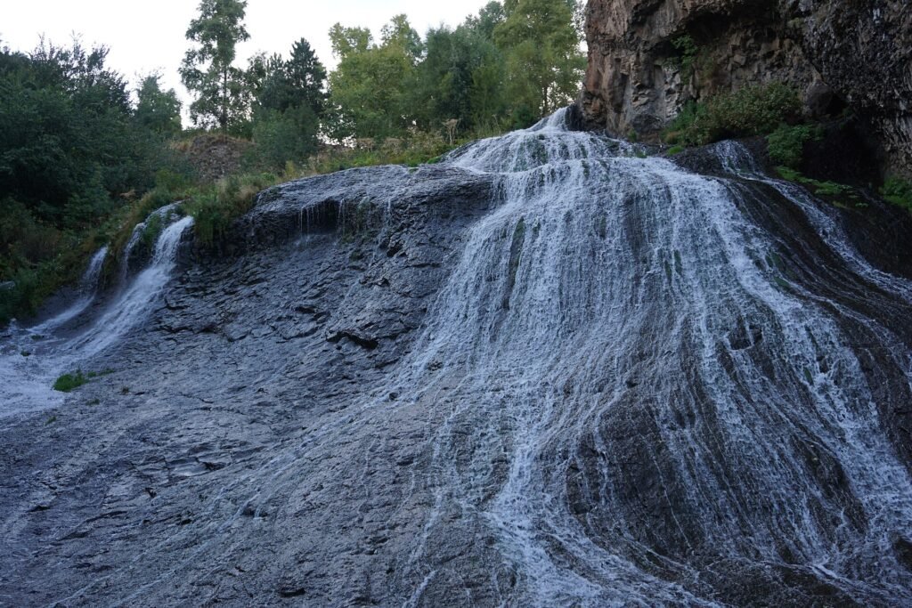 Jermuk waterfall falling over cliffs near the spa town of Jermuk, Armenia