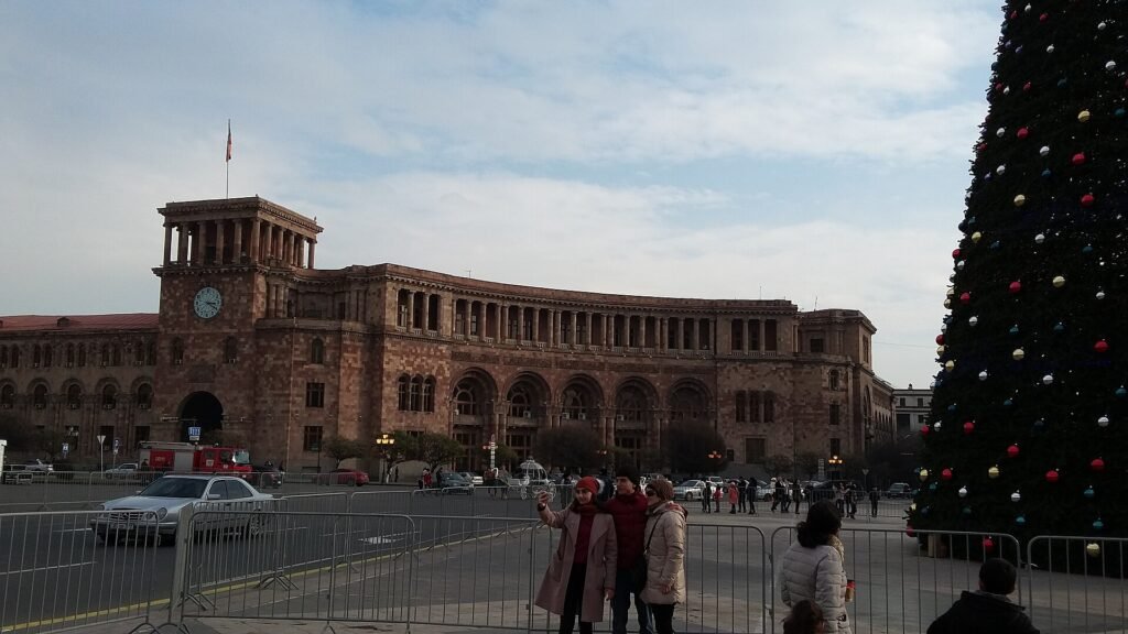 Republic Square in Yerevan with the New Year tree
