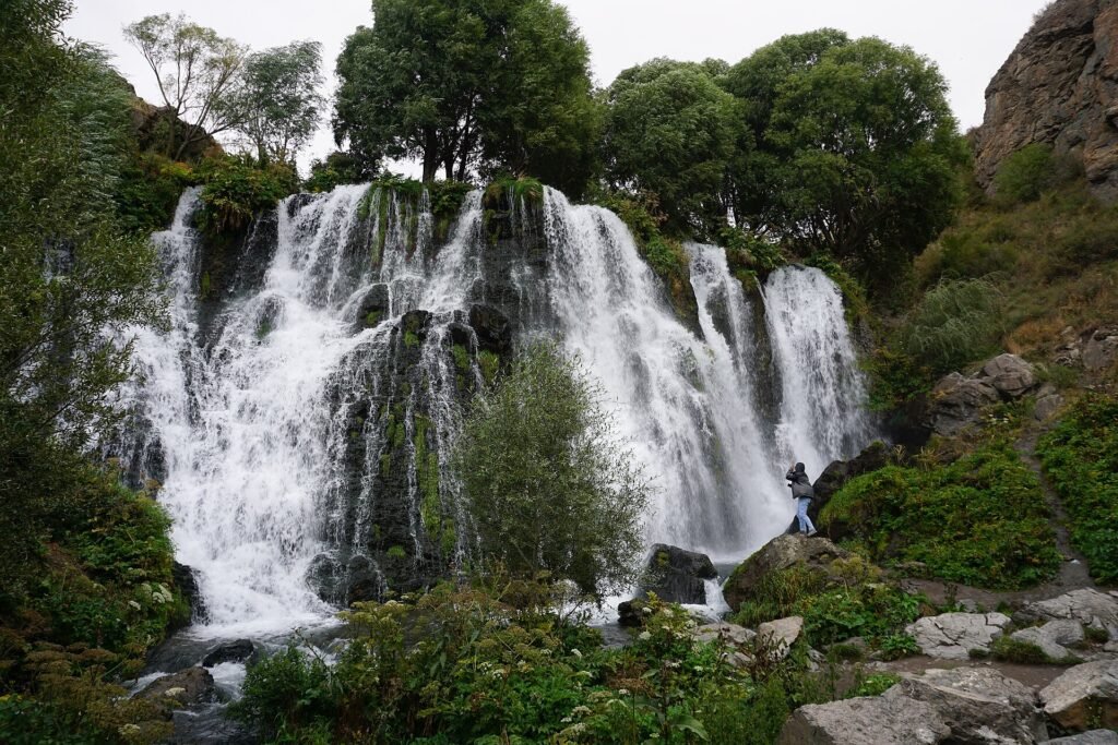Shaki Waterfall dropping over a rock ledge in Syunik province, Armenia