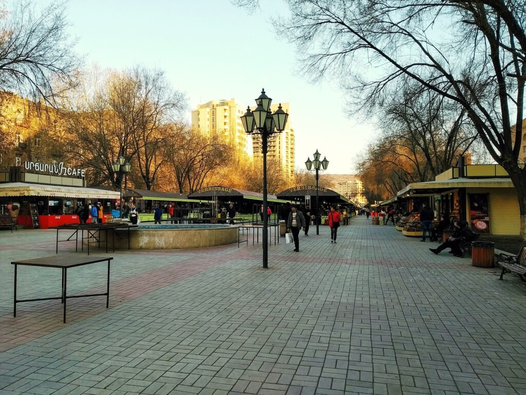 Souvenir stalls at the Vernissage open-air market in Yerevan, Armenia
