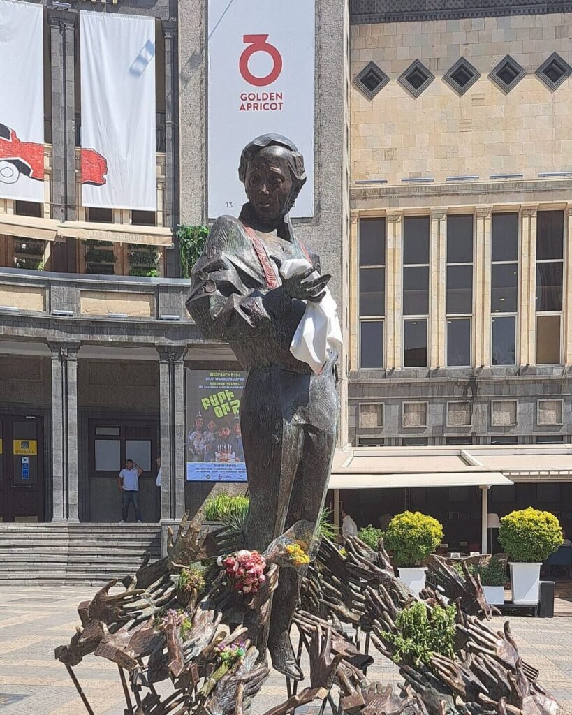 Monument to Charles Aznavour on Abovyan Street in Yerevan